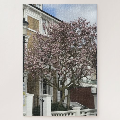 Blue Sky and Cherry Blossoms Chelsea London UK Jigsaw Puzzle
