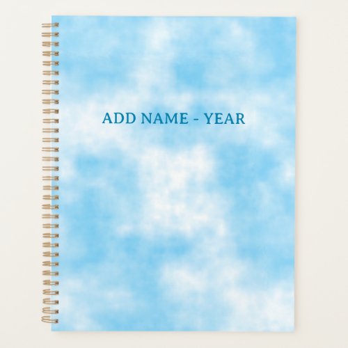 Blue Sky and Cloud Art Custom Name Year Planner