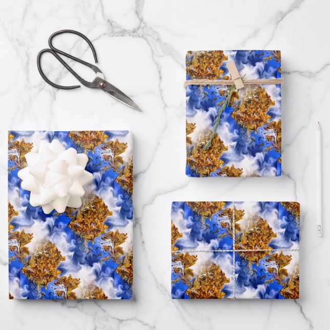 Blue Sky And Clouds Abstract Art Pattern   Wrapping Paper Sheets (Front)