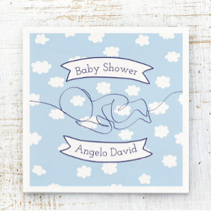 Blue Sky and Clouds Boy Baby Shower Napkins