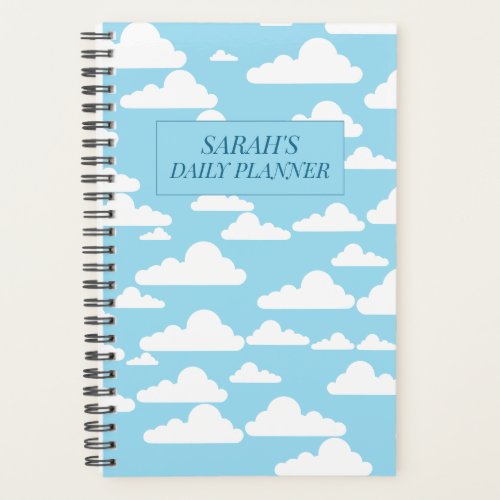 Blue Sky and Clouds Daily Planner Spiral Journal 