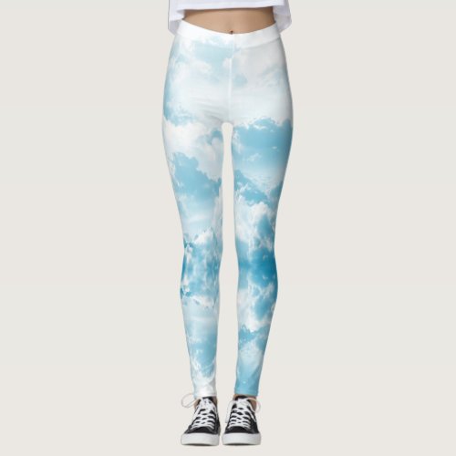 Blue sky and clouds leggings