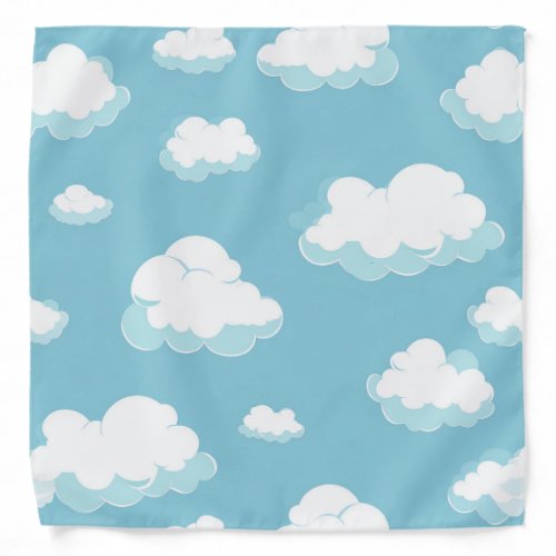 Blue Sky and Clouds Pattern Bandana