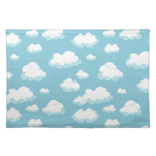 Blue Sky and Clouds Pattern Cloth Placemat
