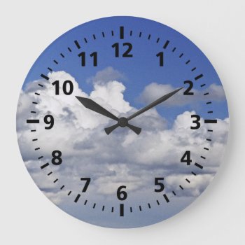 "blue Sky And Clouds"  Round Clock by whatawonderfulworld at Zazzle
