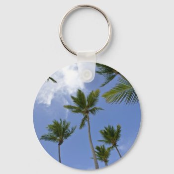Blue Sky And Palm Trees Keychain by beachcafe at Zazzle