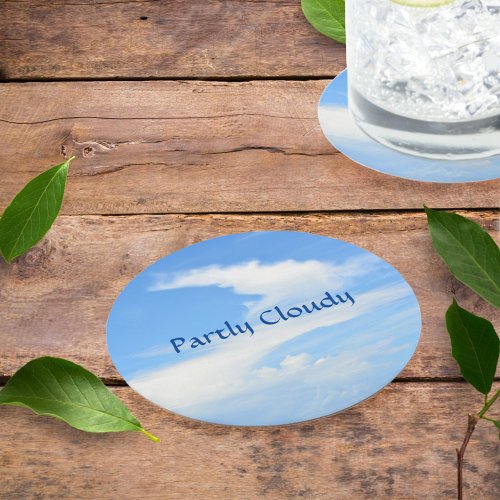 Blue Sky and White Cloud with a Twist Round Paper Coaster