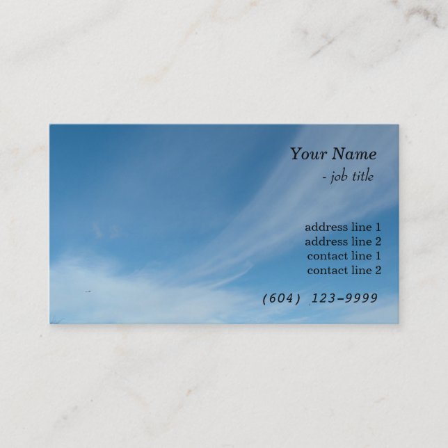Blue sky and white clouds business card (Front)