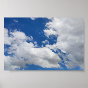 Blue Sky and White Clouds Heavenly Cloud Poster