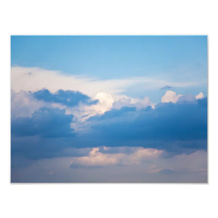 Blue Sky and White Clouds Heavenly Cloud Template Photo Print | Zazzle