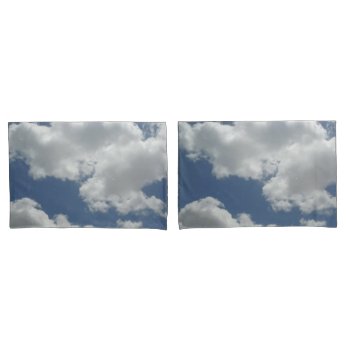 Blue Sky And White Clouds Photo Print Design Fun Pillowcase by HappyGabby at Zazzle