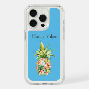 Blue Sky Aqua Tropical Floral Pineapple iPhone 15 Pro Case