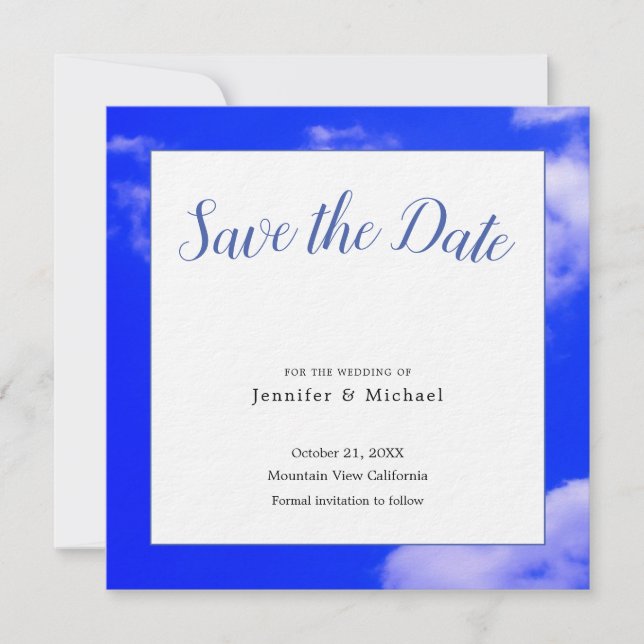 Blue Sky Art Photography Professional Minimalist Save The Date (Front)