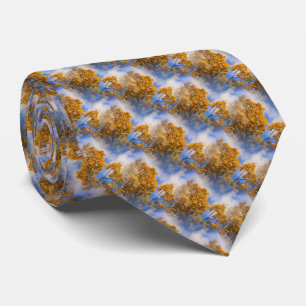 Blue Sky Autumn Leaves Nature Art Neck Tie
