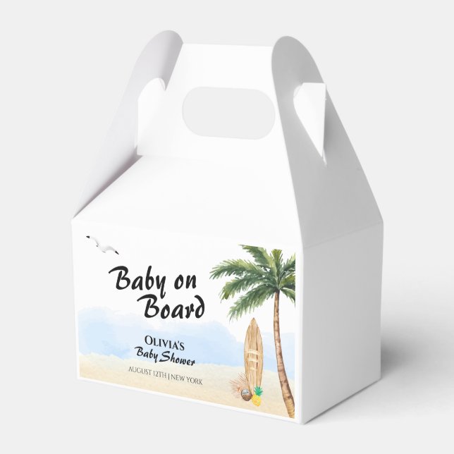 Blue Sky Baby On Board Beach Surf Baby Shower  Favor Boxes (Front Side)