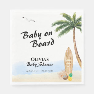 Blue Sky Baby On Board Beach Surf Baby Shower Napkins