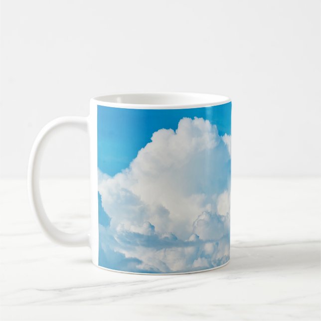 Blue sky background clouds white coffee mug (Left)
