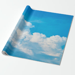 Blue sky background clouds white wrapping paper