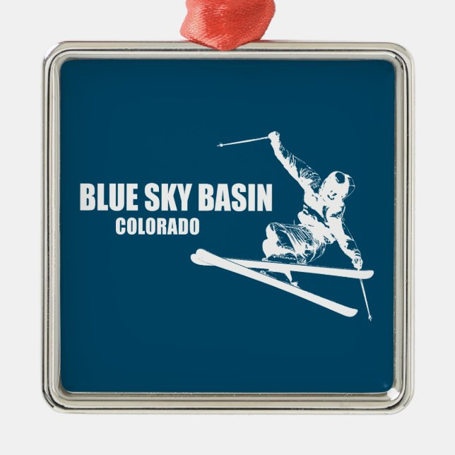 Blue Sky Basin Colorado Skier Metal Ornament (Front)