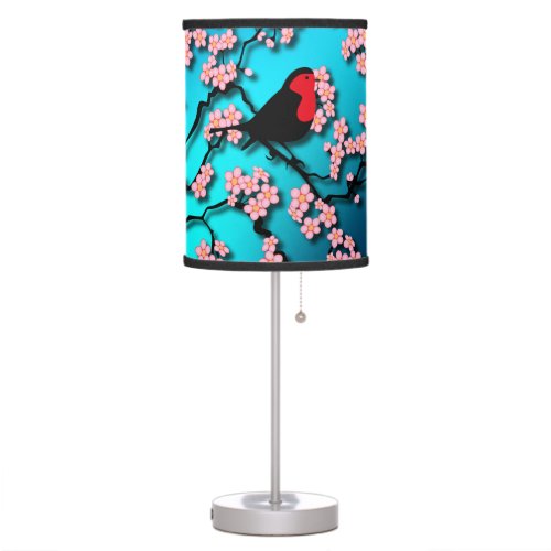 Blue Sky Bird Cherry Blossom Table Lamp