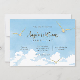 Blue sky bird flying  invitation