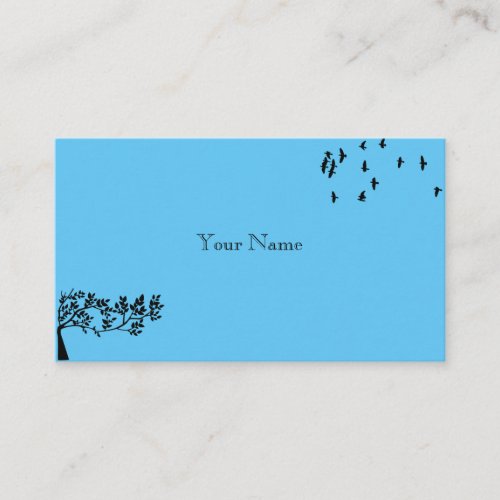 Blue Sky Birds Trees Leaves Silhouette Nature Business Card