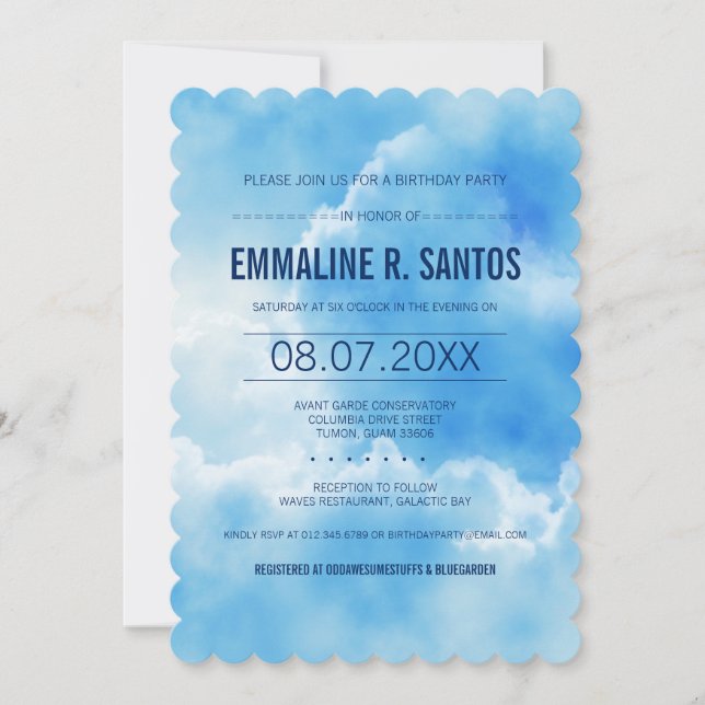 Blue Sky Birthday Party Invite (Front)