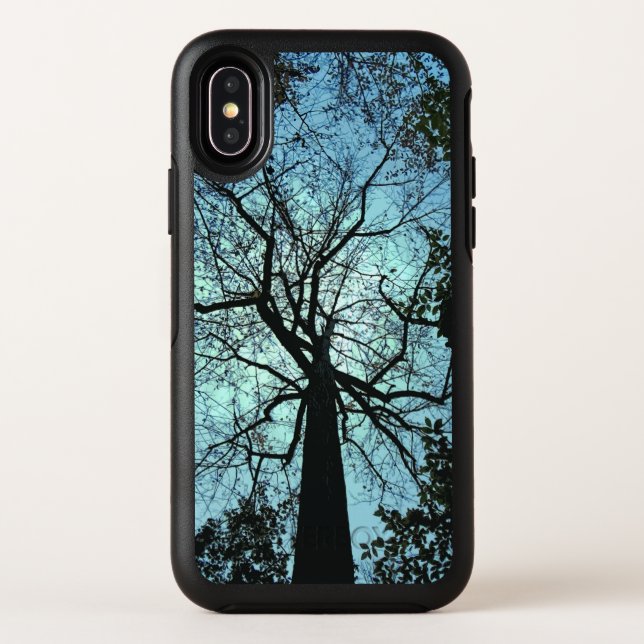 Blue Sky Black Tree Branches iPhone X Case (Back)