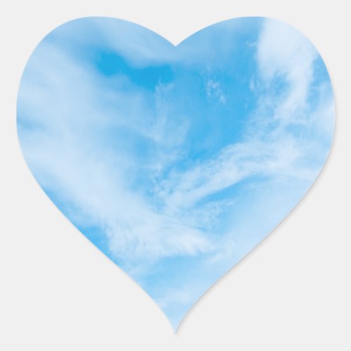 Blue Sky Blank Template Nature White Clouds Heart Sticker