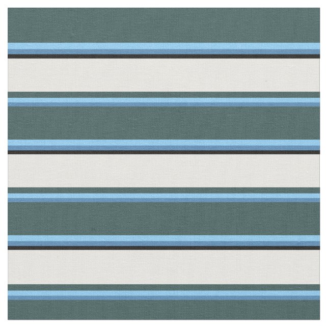 Blue, Sky Blue, Dark Slate Gray, White & Black Fabric (Close Up)