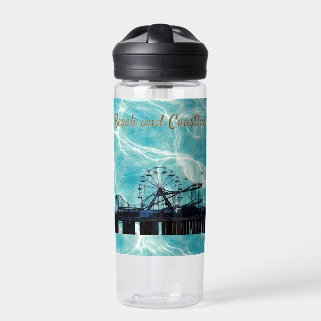 Blue sky Boardwalk  Water Bottle (Front)