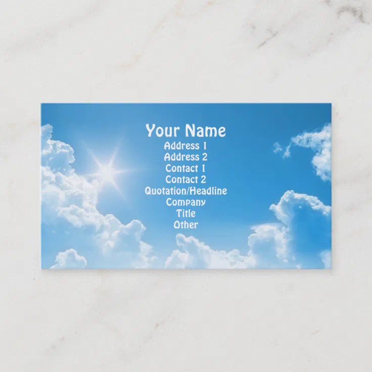 Blue Sky Business Card Zazzle