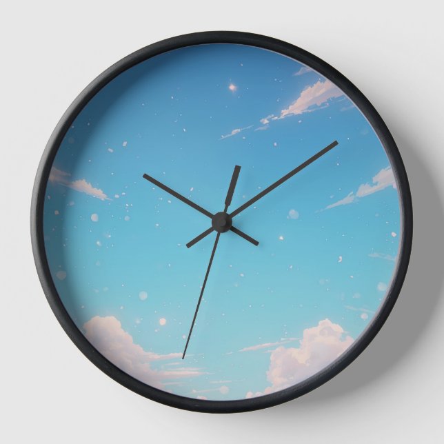 Blue Sky Cloud Wall Clock (Front)