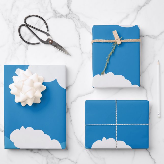 Blue Sky Cloud  Wrapping Paper Sheets (Front)