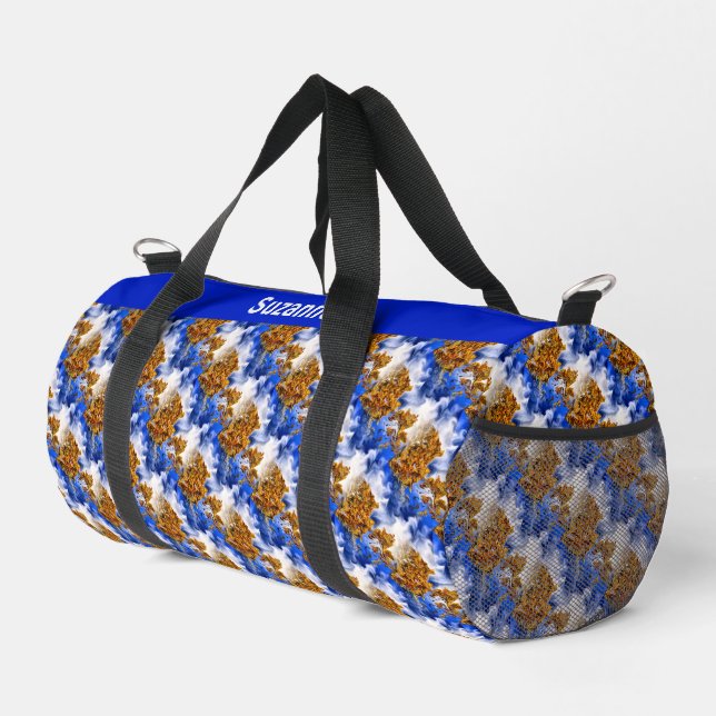 Blue Sky Clouds Abstract Pattern Personalized   Duffle Bag (Right Corner)