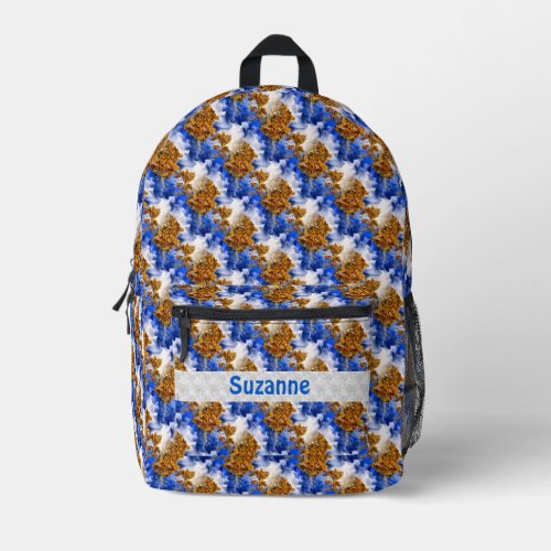 Blue Sky Clouds Abstract Pattern Personalized   Printed Backpack