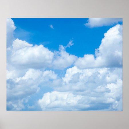 Blue Sky Clouds Background Skies Heaven Design Poster