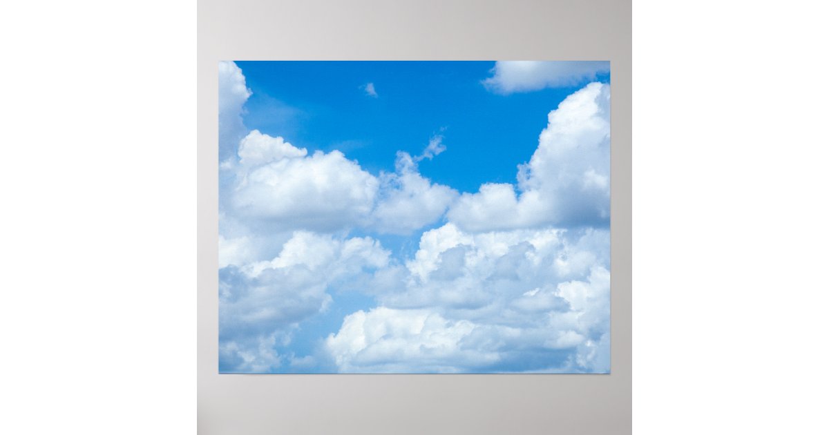Blue Sky Clouds Background Skies Heaven Design Poster Zazzle