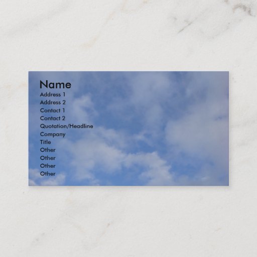 Customizable Blue Sky Clouds Business Card