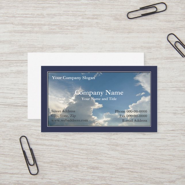 Blue Sky Clouds Business Card (Front/Back In Situ)