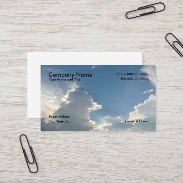Blue Sky Clouds Business Card (Front/Back In Situ)