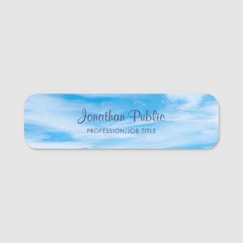 Blue Sky Clouds Calligraphy Script Name Template Name Tag