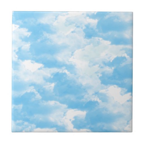 Blue Sky Clouds Ceramic Tile