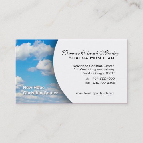 Blue Sky  Clouds Christian MinisterPastor Business Card