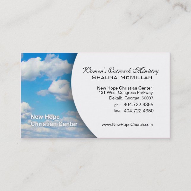Blue Sky & Clouds Christian Minister/Pastor Business Card (Front)