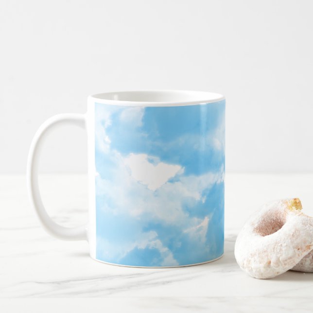 Blue Sky Clouds Coffee Mug (With Donut)