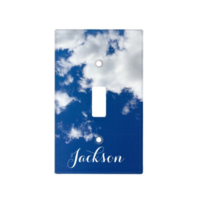 Blue Sky & Clouds Kids Nursery Light Switch Cover (Front)