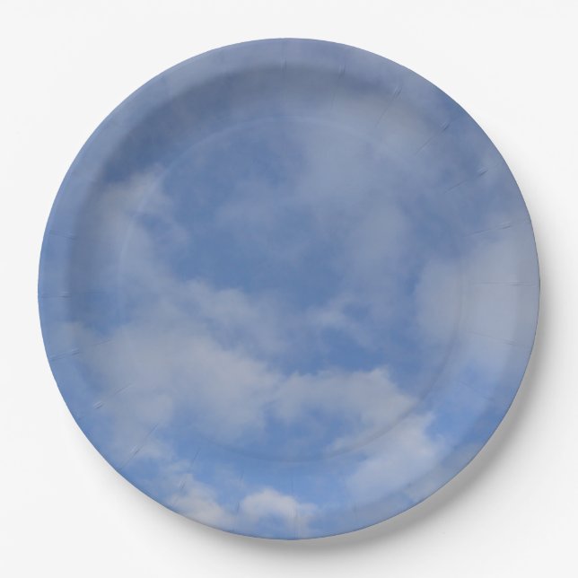 Blue Sky Clouds Paper Plates (Front)