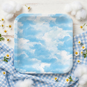 Blue Sky Clouds Paper Plates