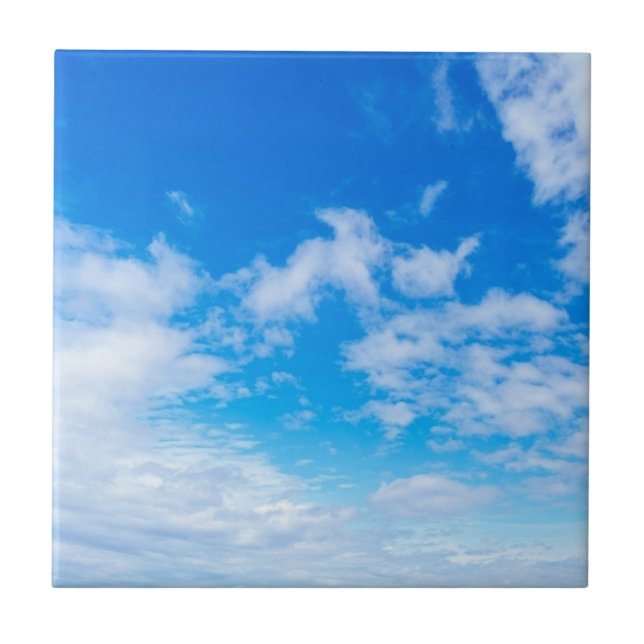 Blue Sky Clouds Pattern Gifts Ceramic Tile (Front)